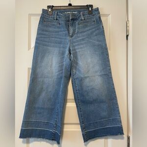 Land’s End Mid-Rise Wide-Leg Cropped Jeans in Light Blue Denim — Women’s